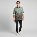 Artistic Script Print Ombre Casual Men's Shirt