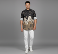 Distressed Graphic Print Fit Casual Shirt