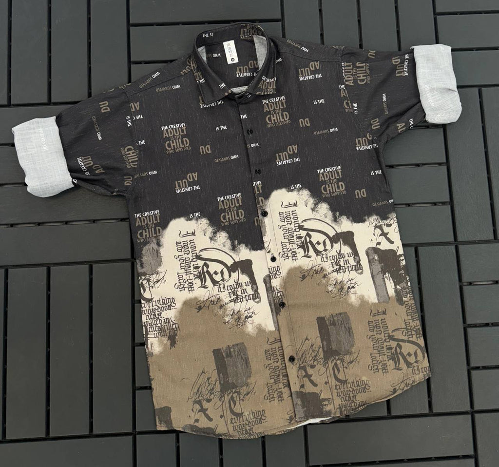 Distressed Graphic Print Fit Casual Shirt