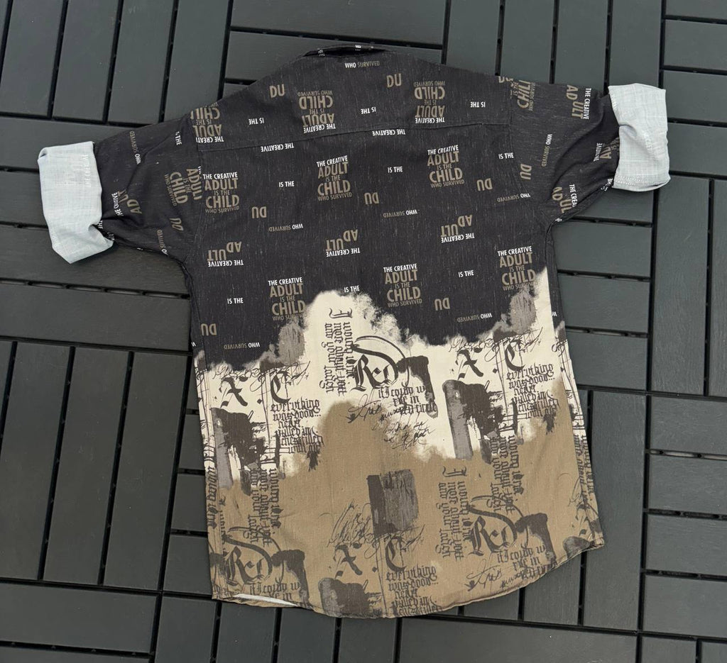 Distressed Graphic Print Fit Casual Shirt