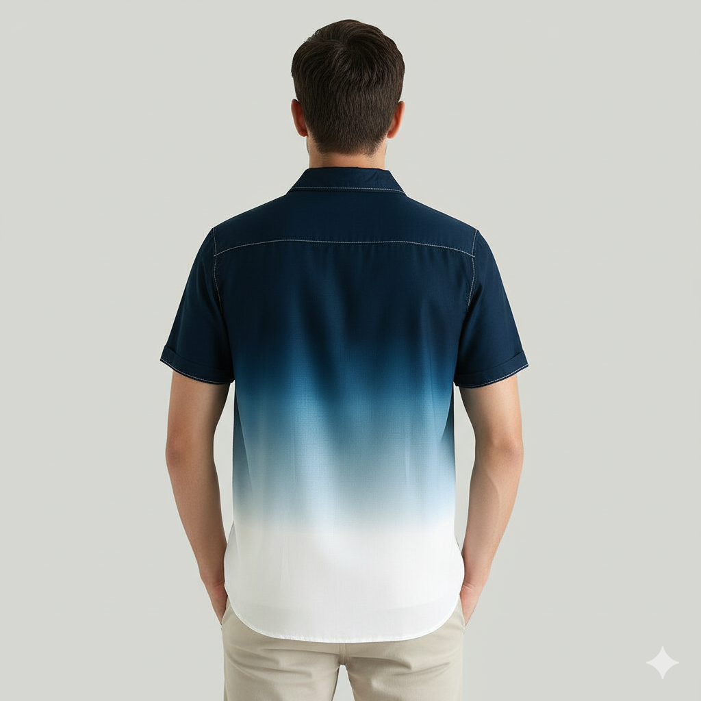 Blue Padded Denim Style Men's Shirt