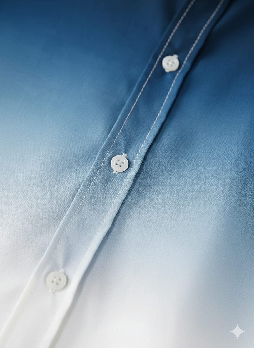 Blue Padded Denim Style Men's Shirt