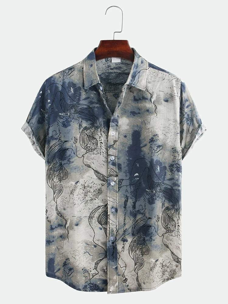 Abstract Smoky Art Pattern Printed Shirt