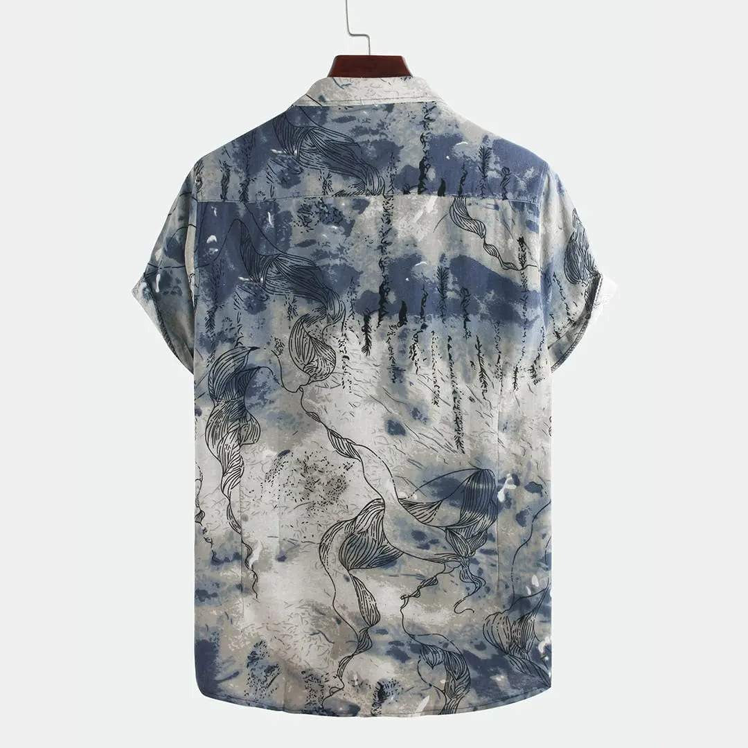 Abstract Smoky Art Pattern Printed Shirt