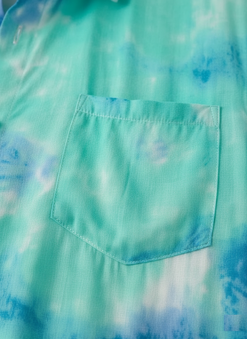 Blue Smoky Tie-dye Style Printed Mens Shirt