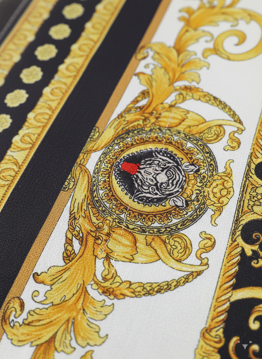 Men's Luxury Baroque Print Shirt - Gold & Black Long Sleeve