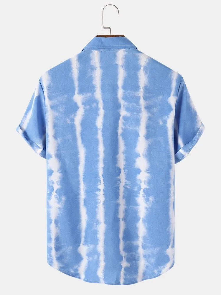 Coastal Beach Stripe Short Sleeve Men's Shirt