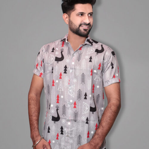 Casual Party Wear Peacock Design Shirt