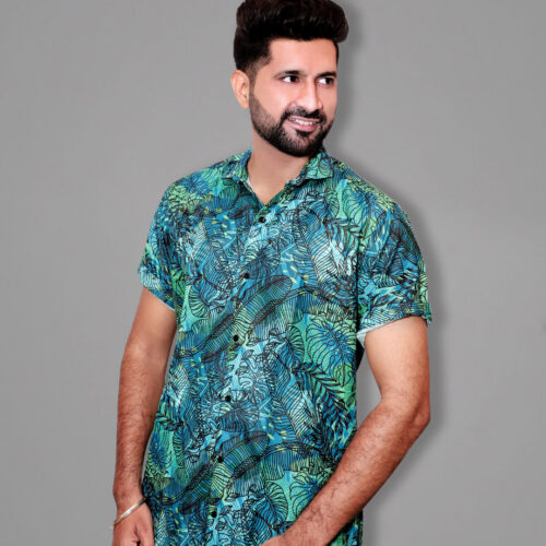 Blue Green Shades Beach Style Design Shirt