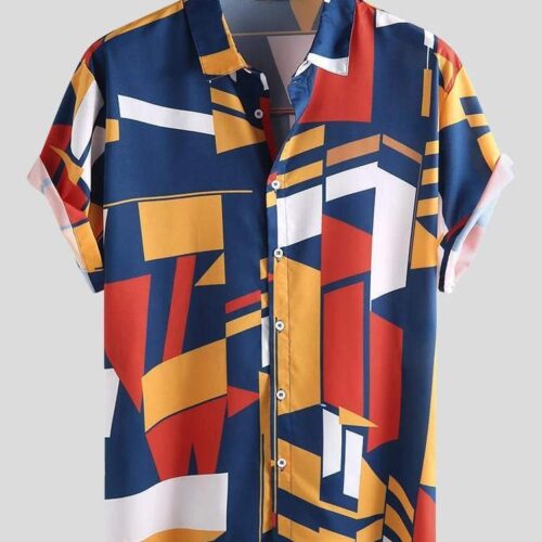 Colorful Abstract Art Digital Print Shirt