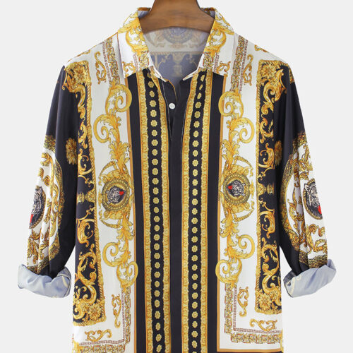 Fashionable Gold Print Luxury Print Shirt