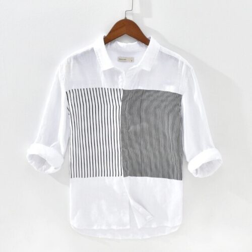 White Basic Stripes Men’s Shirt