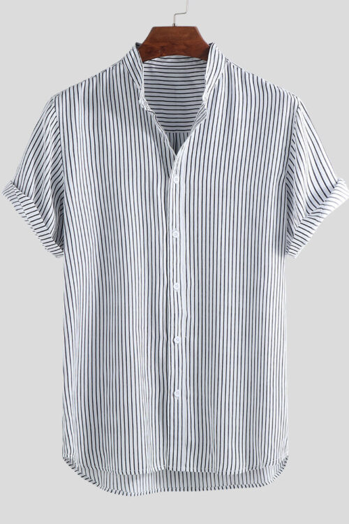 White with Thin Black Stripes Men’s Shirt