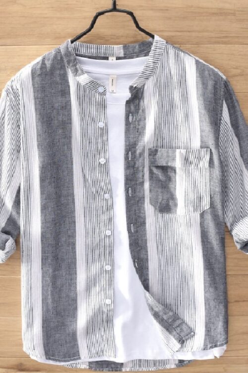 White Grey Stripes Men’s Shirt