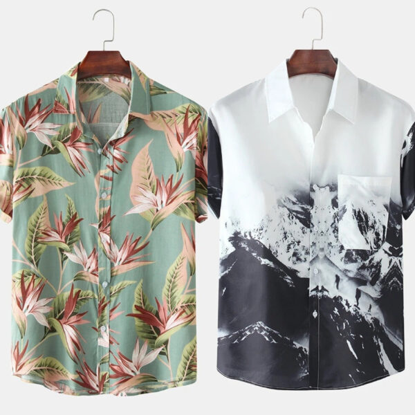 Men's Floral Print and Mountain Print Shirts