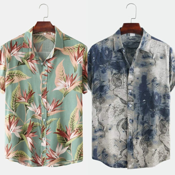 Men's Shirt in Green Beach Wear and Smoky Funky Look