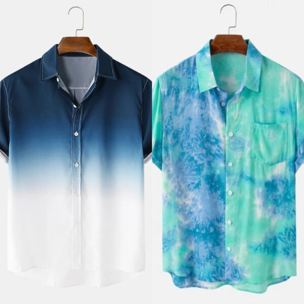 Denim Print Shirt and Multicolour Smokey Style Shirt