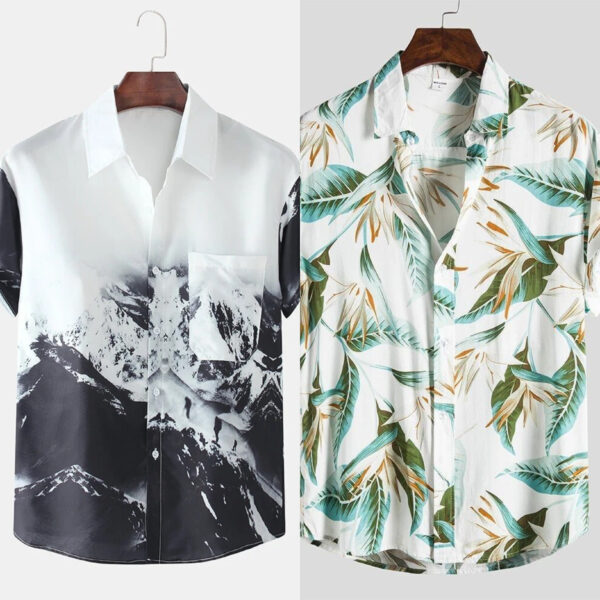 Mountain Print and Floral Print Shirt