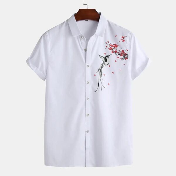 White Bird Print Mens Shirt