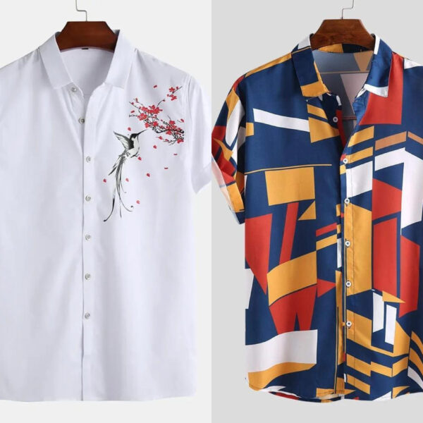 Half sleeves men's printed shirt in sale