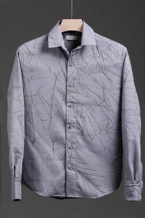 Men’s Long Sleeve Abstract Pattern Dress Shirt – Grey