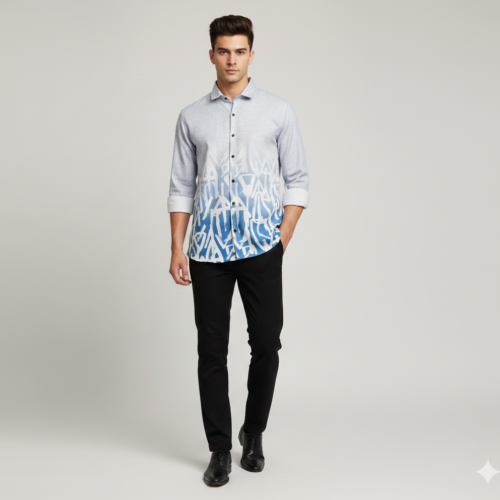 Men’s Casual Shirt Graffiti Style Print