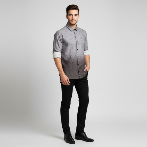 Adventure Print Casual Button-Down Shirt for Men