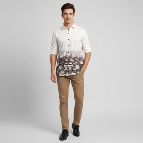 Men’s Movie Print Fade Casual Shirt